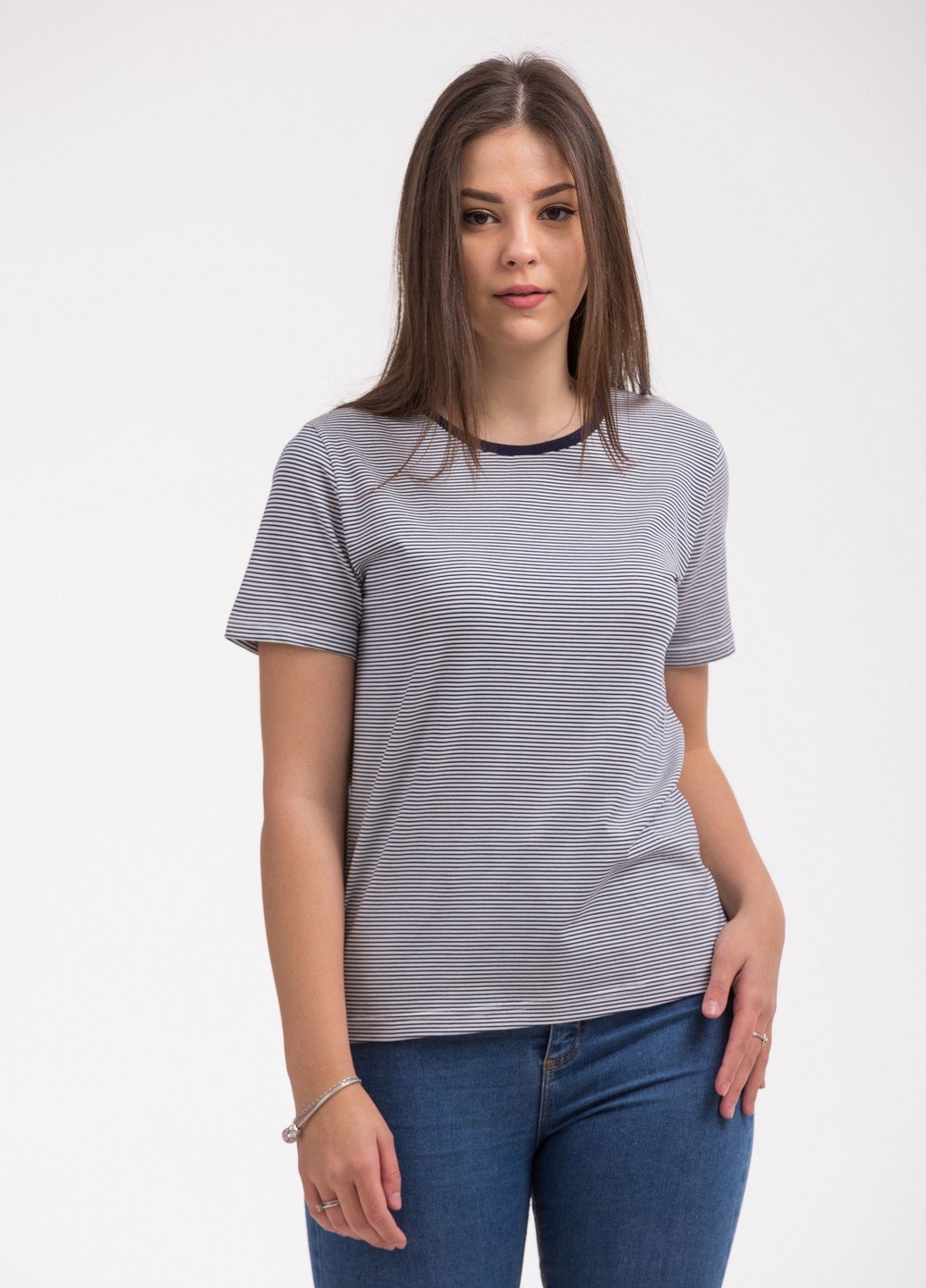 футболка женская 41-2362 полоска узкая 2