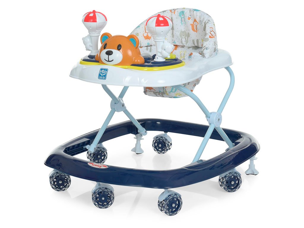 Дитячі ходунки Ведмедик з силіконовими колесами Bambi M 3656-S-2, Темно-синій